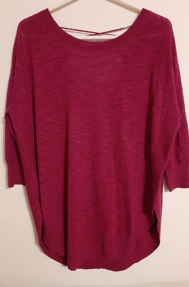 Express Crimson Sweater Blouse with Lace up back M